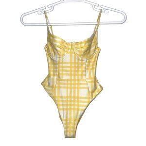 Skatie Yellow And White Rachel One Piece Swimsuit